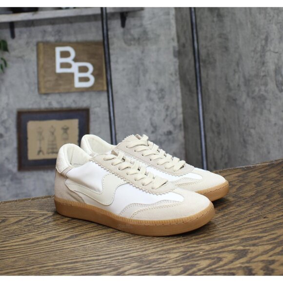 Dolce Vita Womens Lace Up Notice Sneakers NOTICE Ivory Multi Nylon Brown 6M - Picture 1 of 9